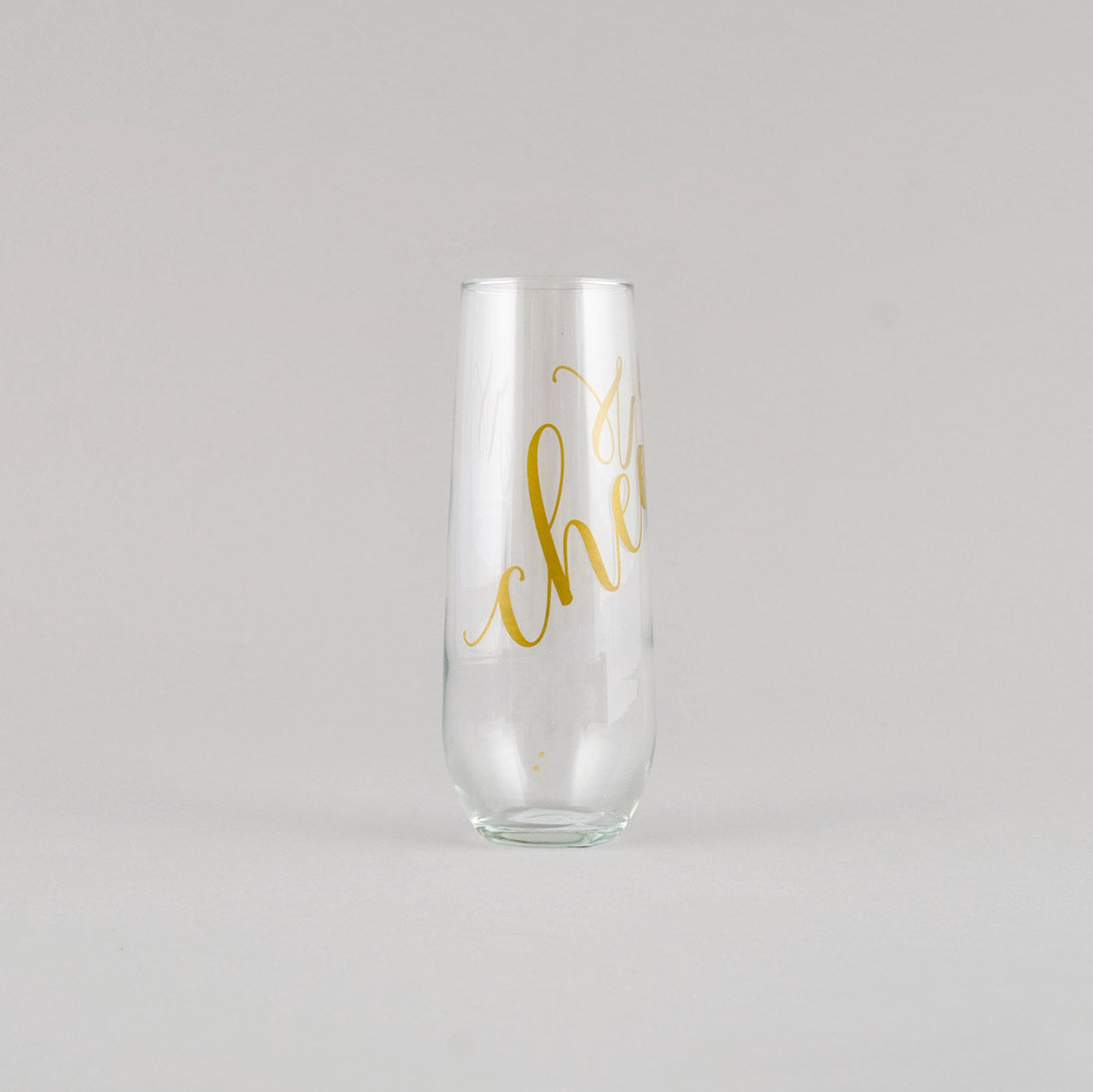 Stemless Cheers Champagne Glass